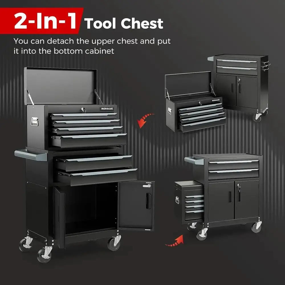 Extra Large 6-Drawer Rolling Tool Chest with Lockable Wheels, Auto Lock, and Protective Liner for Garage and Workshop Storage from PriceLows™