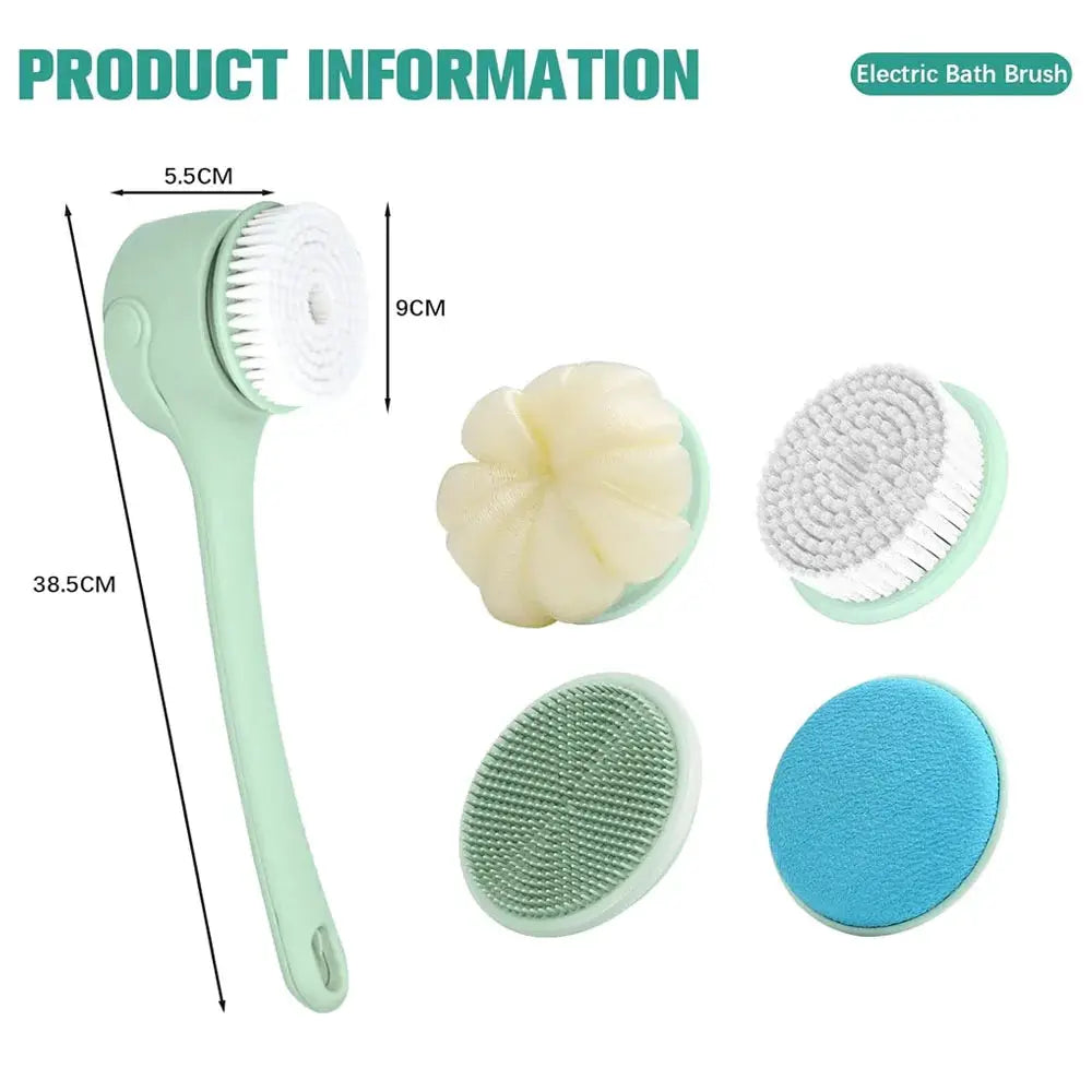 Electric Body Brush | 4 Interchangeable Heads | Waterproof | Back Scrubber