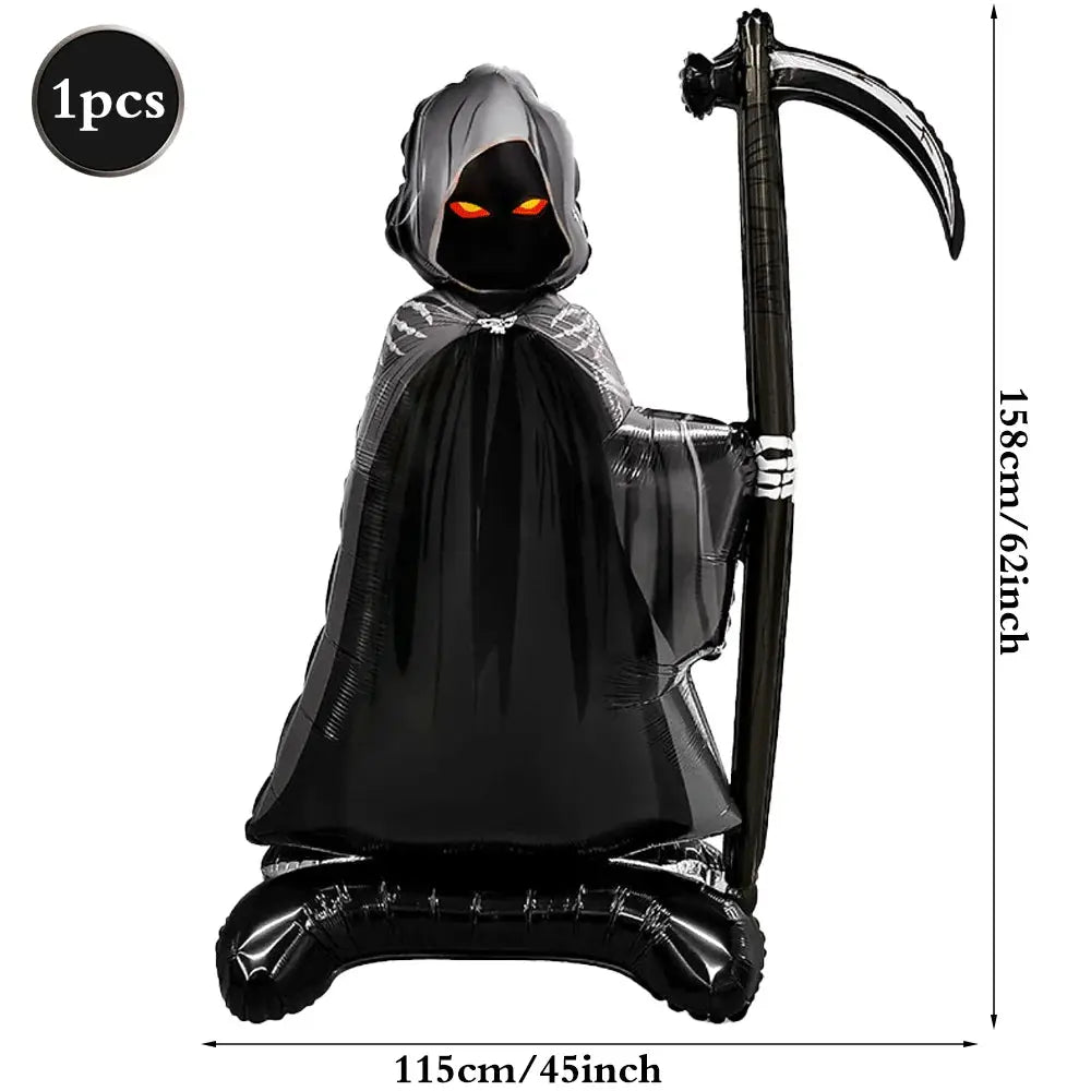 Standing Halloween Foil Balloon | Grim Reaper Design | Aluminum Foil | Extra Large