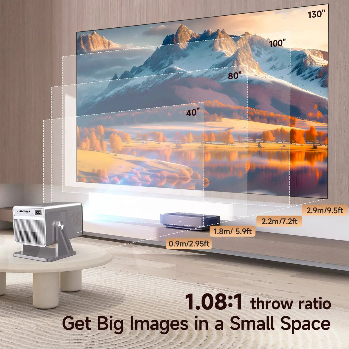 Smart Projector | 1000 Ansi Lumens | Auto Focus | 1080P Resolution