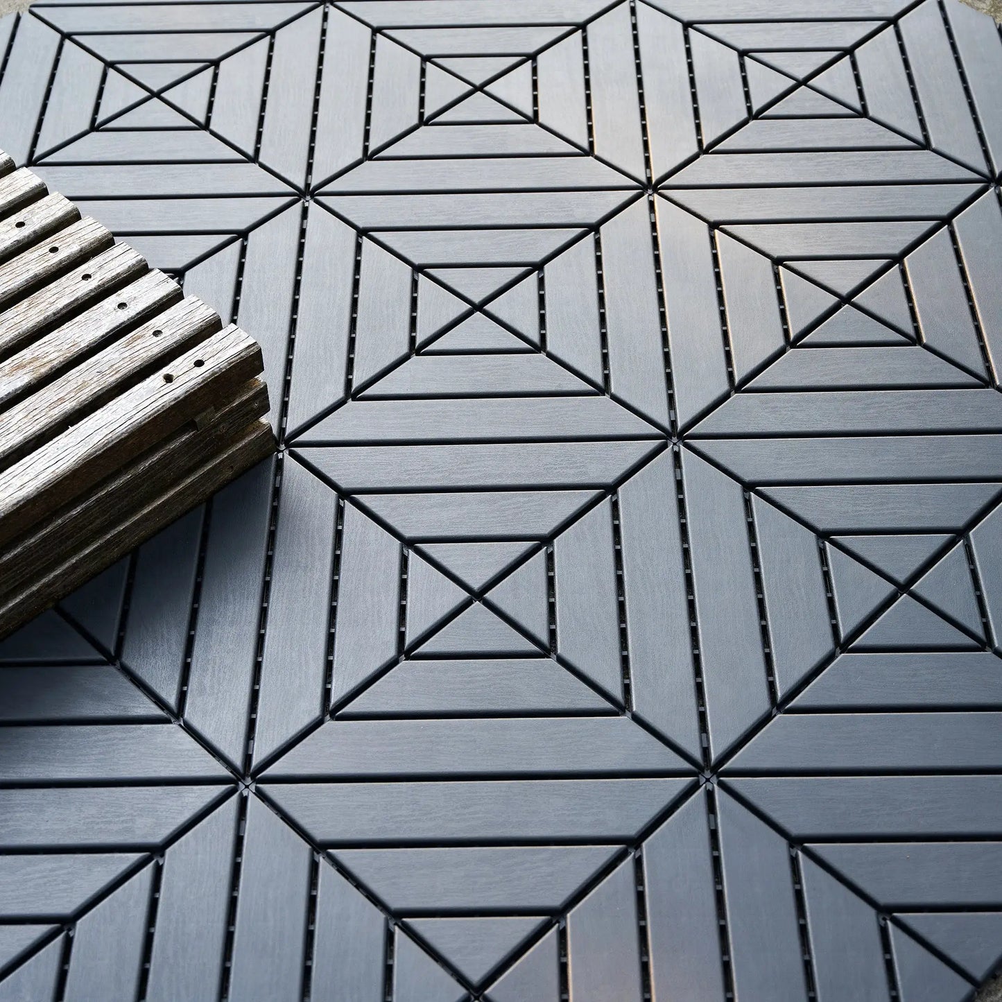 Plastic Interlocking Deck Tiles,44 Pack Patio Deck Tiles,12"x12" Square Waterproof Outdoor All Weather Use, Patio Decking Tiles from PriceLows™