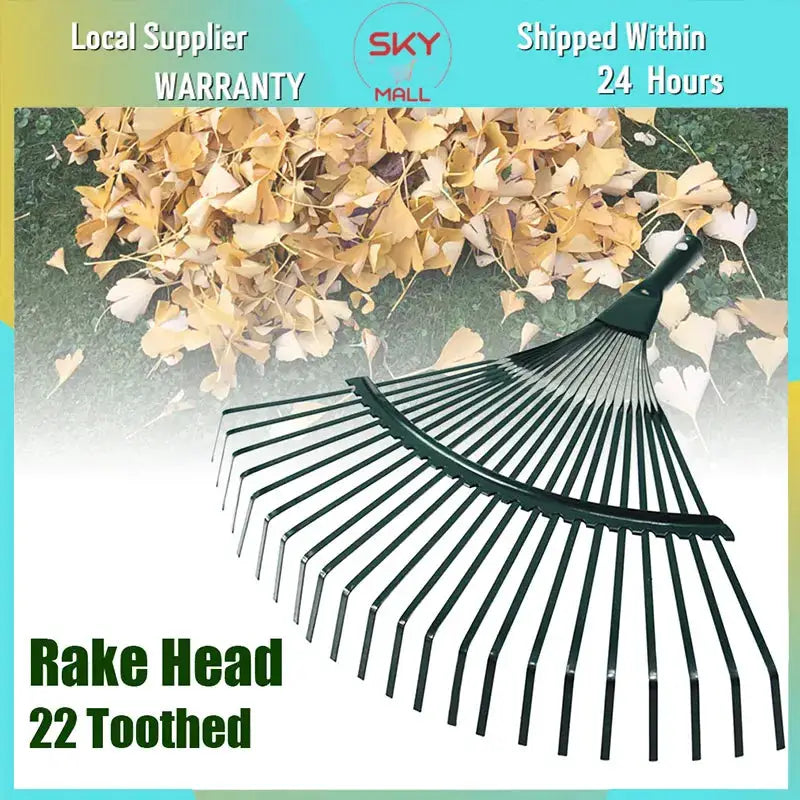 Garden Leaf Rake | Iron Head | 22 Tooth | Single Handle
