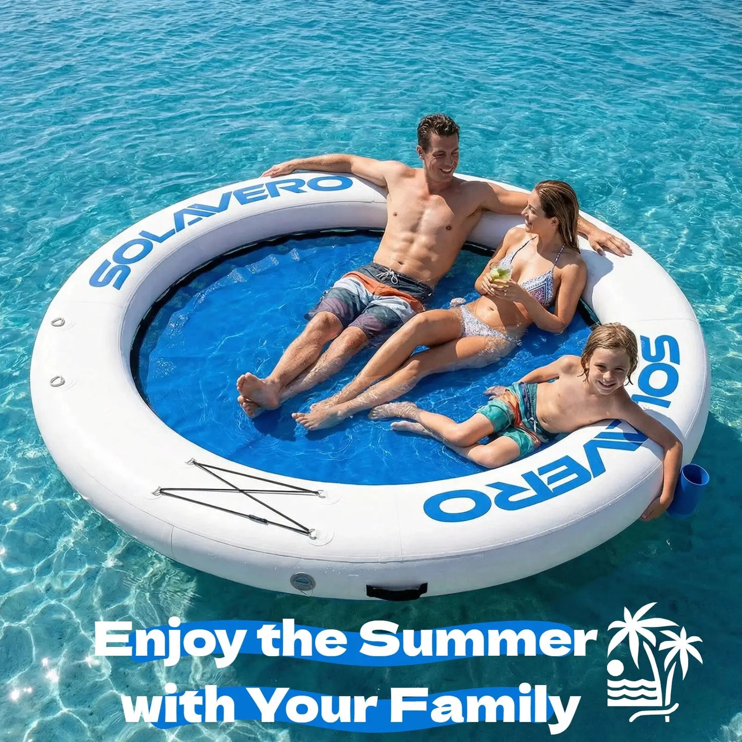 Inflatable Water Floating Platform | 8ft Round | 660 Lbs Capacity | 3-4 Person