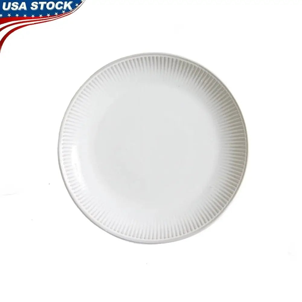 Elegant 10.5 Inch Stoneware Dinner Plate Ribbed Edge Microwave Dishwasher Safe Durable Ceramic Dish from PriceLows™