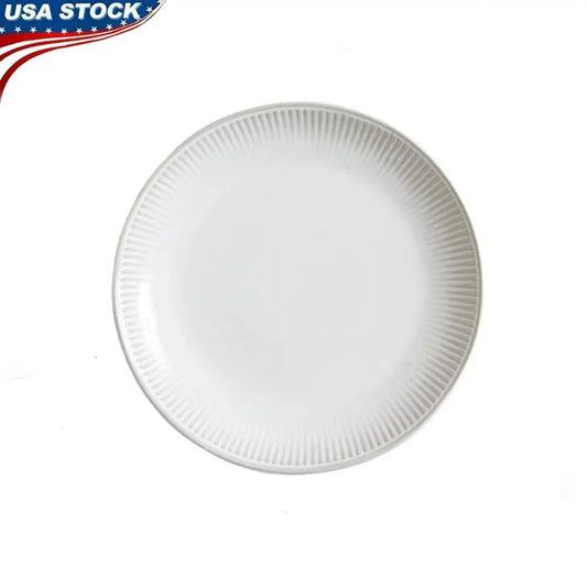 Elegant 10.5 Inch Stoneware Dinner Plate Ribbed Edge Microwave Dishwasher Safe Durable Ceramic Dish from PriceLows™