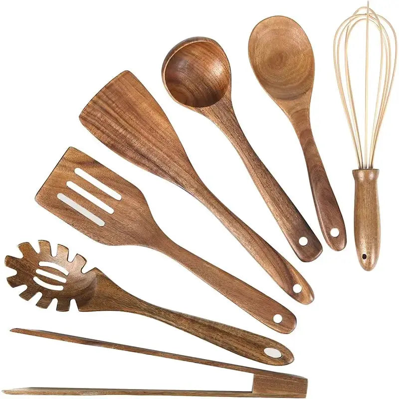 Best Wooden Spoons for Cooking Acacia Wooden Kitchen Utensils Set Smooth Non Toxic Wood Cooking Spatula Turner Serving Spoon from PriceLows™