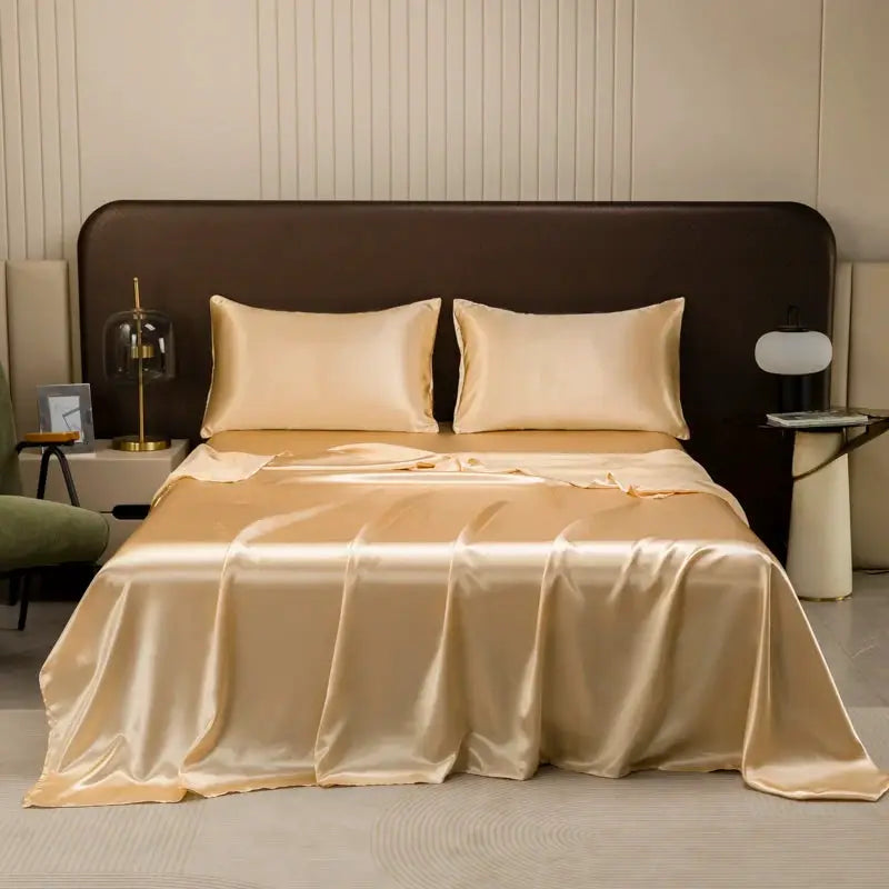 Satin Silk Bed Sheet | 60 Fabric Count | Solid Color | Twin Queen King