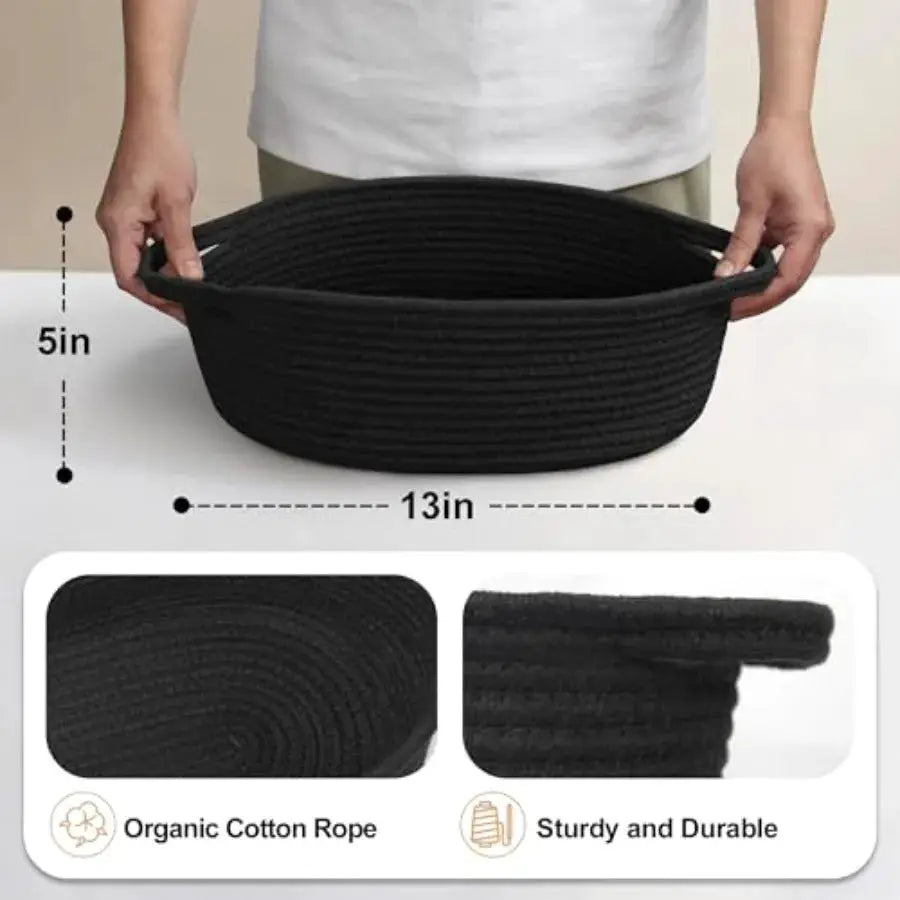 Woven Basket, 13" x 9" x 5" Cute Dog Toy Basket, Soft Cotton Rope Storage Box, Cat Toy Bin, Baskets for Gifts Empty, Small Bask from PriceLows™