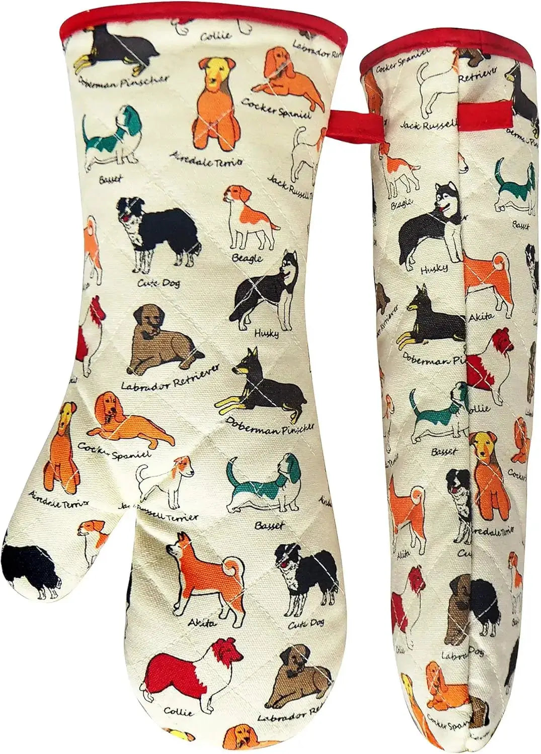 Oven Mitts | Extra Long 8 X 14.75 Inches | Heat Resistant | Dog Design
