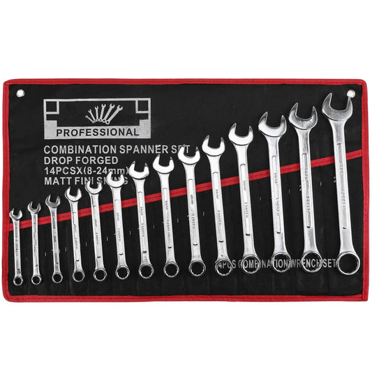 14 pcs Combination Wrench Set 8mm 24mm Double Ended Tools Mechanics Repair Shop Garage Home Workshop Chrome Vanadium Steel from PriceLows™