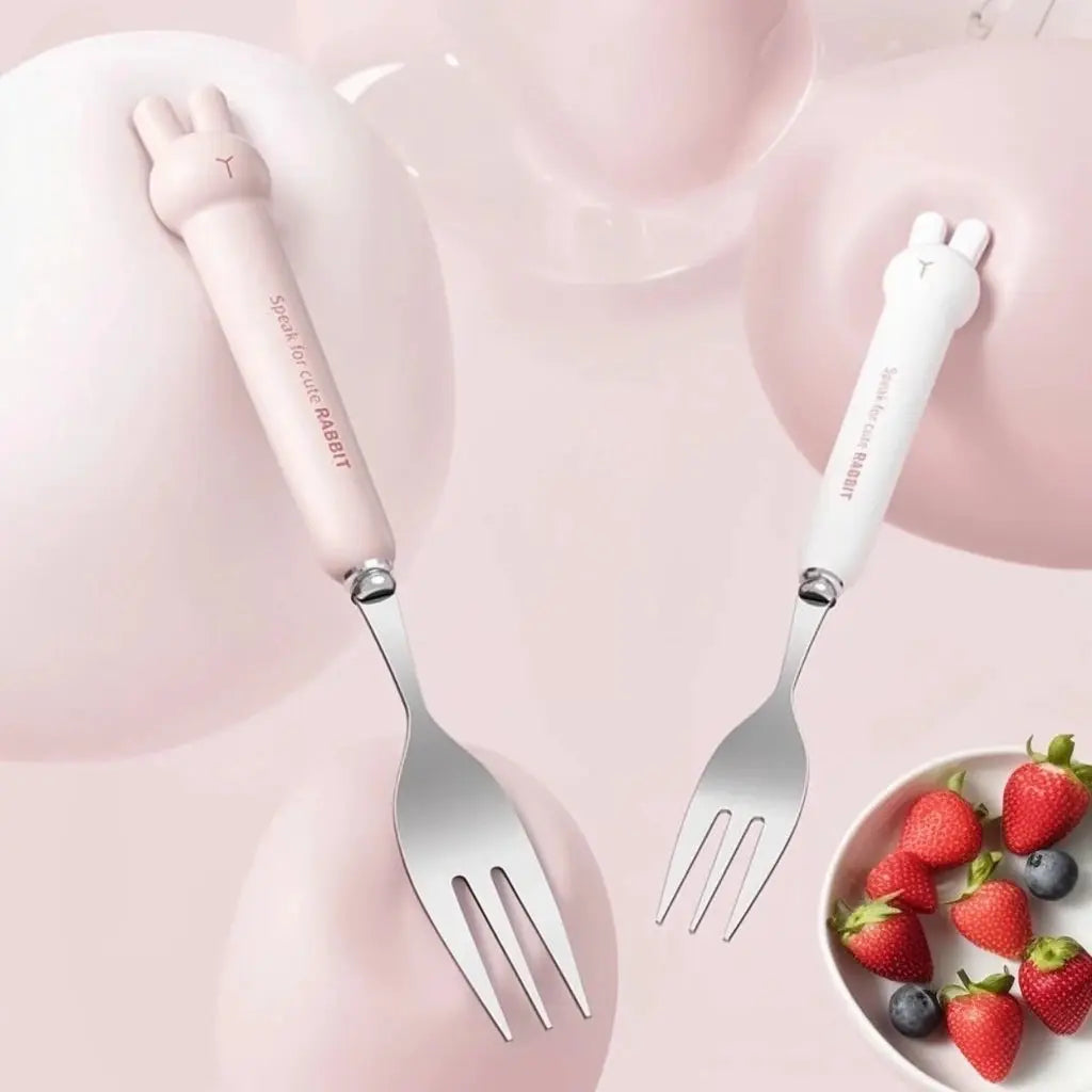 3/4PCS Cute Portable Dinnerware Set Reusable 304 Stainless Steel Fork Spoon Chopsticks With Box Cutlery For Kid Student from PriceLows™