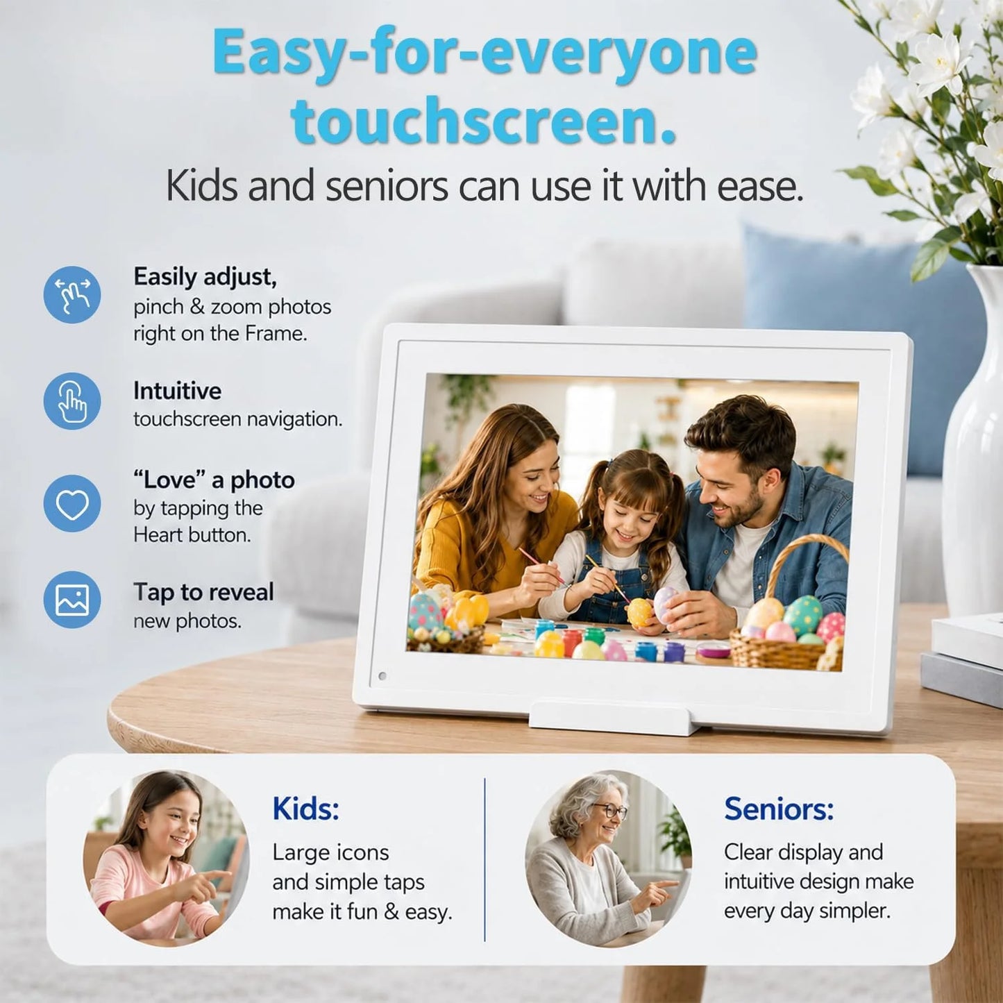 Digital Photo Frame | 10.1 Inch Touch Screen | 32GB Memory | 1280x800 Display