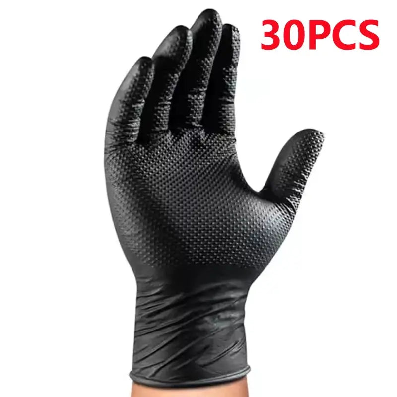 Industrial Black Nitrile Gloves 8mil Heavy Duty Disposable Gloves with Diamond Textured Latex Free Mechanic Tattoo Auto Gloves from PriceLows™
