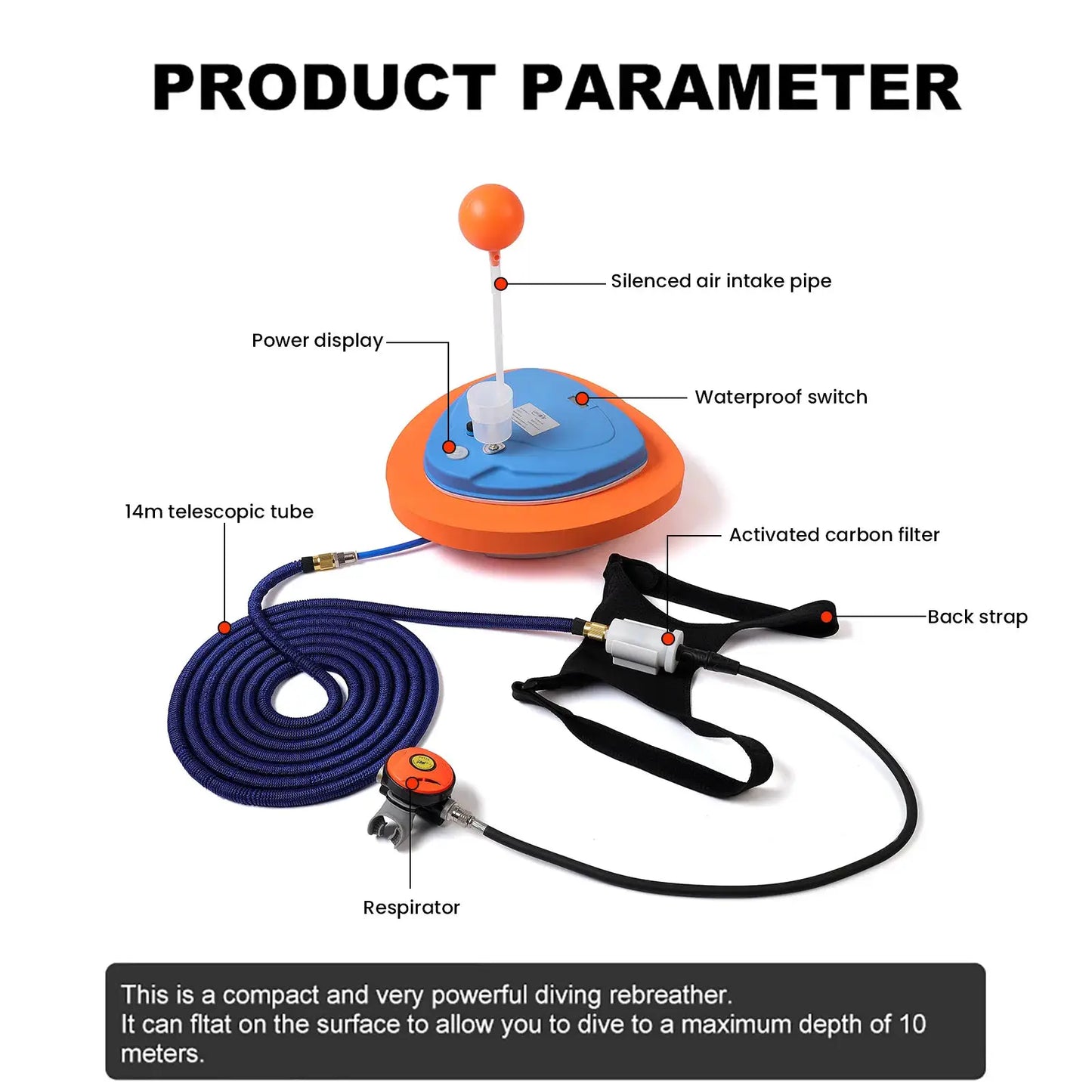 Scuba Diving Ventilator | Battery 52500mAh | Depth 10m | Time 3.5-5H