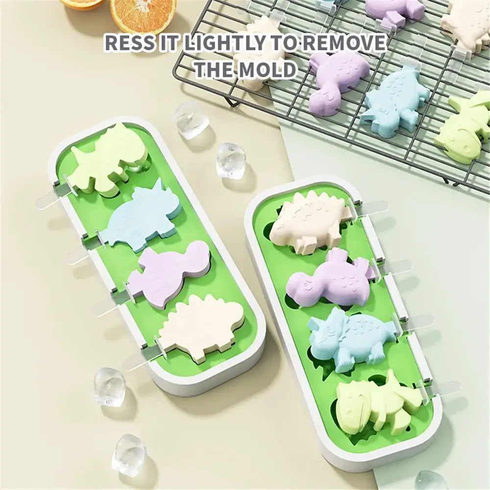 Silicone Ice Cream Mold With Lid And Sticks DIY Popsicle Mould Dinosaur Shape Pastry Mold Kitchen Ice Cream Tool from PriceLows™