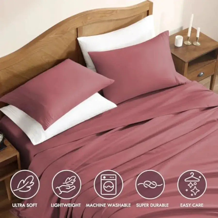 Home Sheet Set Size, 4-Piece Bedding, Lightweight and Super Soft Easy Care Microfiber Shrinkage and Fade Resistant Bedding Set from PriceLows™