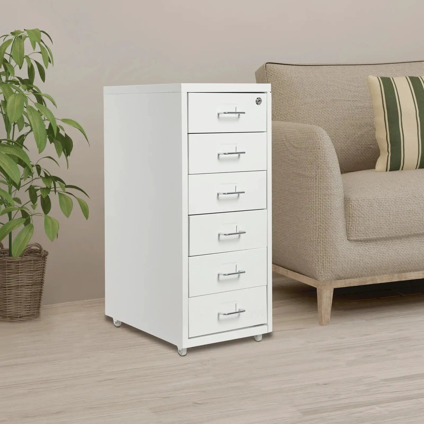 6 Tier Mobile Vertical Storage Cabinets for Home Office, 28 x 41 x 69 cm, Metal Lockable Storage Cabinets for Files, Documents from PriceLows™
