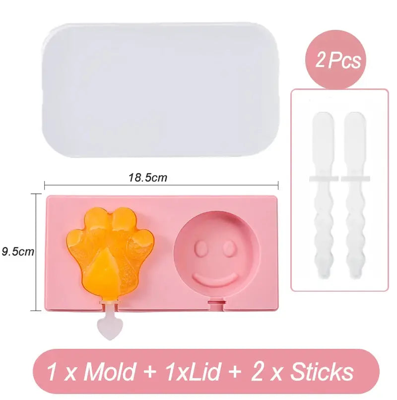 Silicone Ice Cream Mold Diy Cartoon Animal Fruit Popsicle Mould with Lid and Stick Ice Cube Maker Kitchen Tools Accessories from PriceLows™