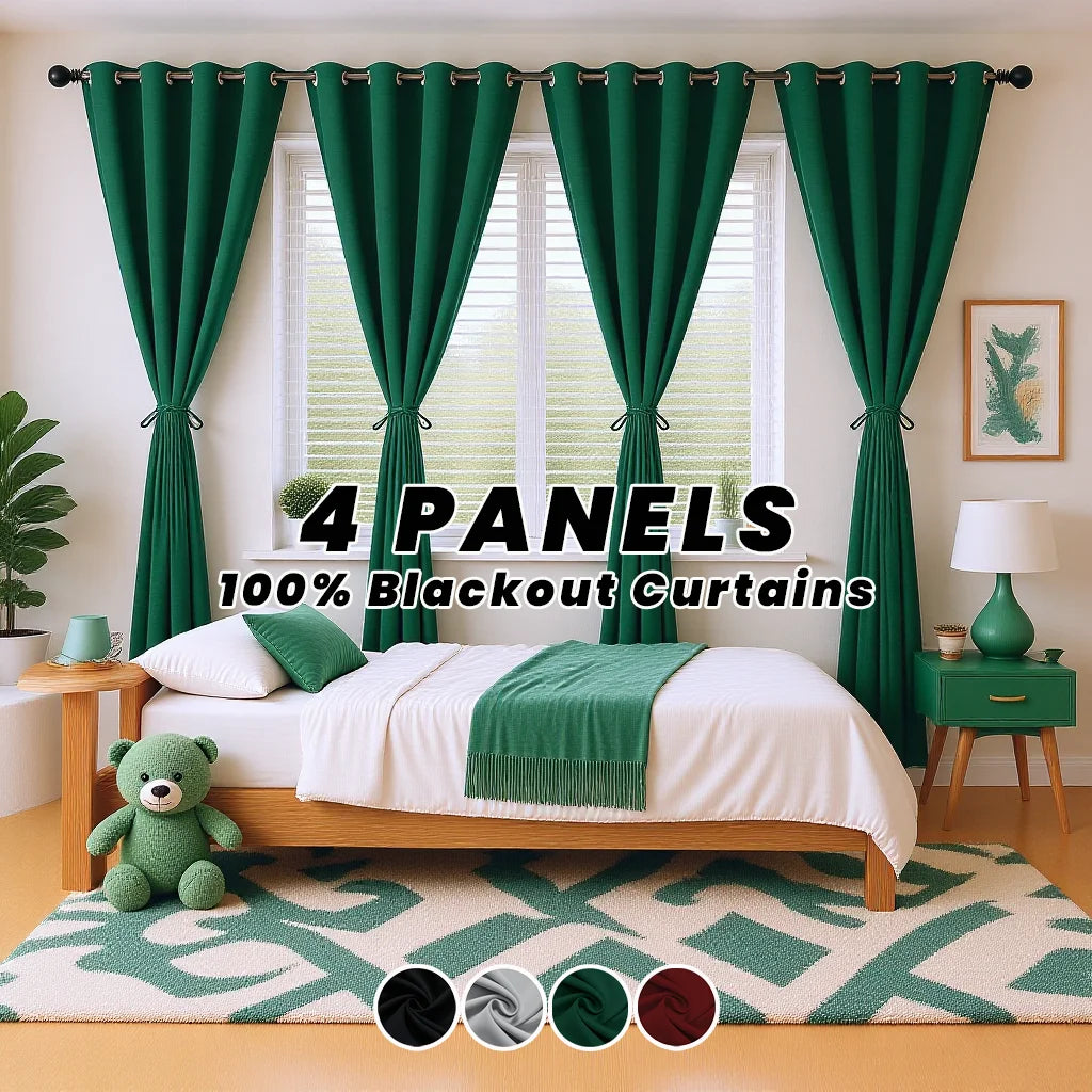 100% Blackout Curtains 4 Panels Thermal Insulated Window Drapes Washable Privacy Protection for Bedroom Living Room Dining Room from PriceLows™