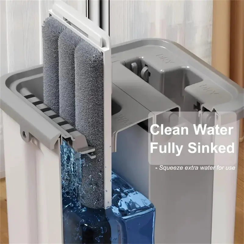 Hands-Free Flat Mop & Bucket Set with 4 Reusable Microfiber Pads, 360° Swivel, Long Handle for Floor & Wall Cleaning from PriceLows™