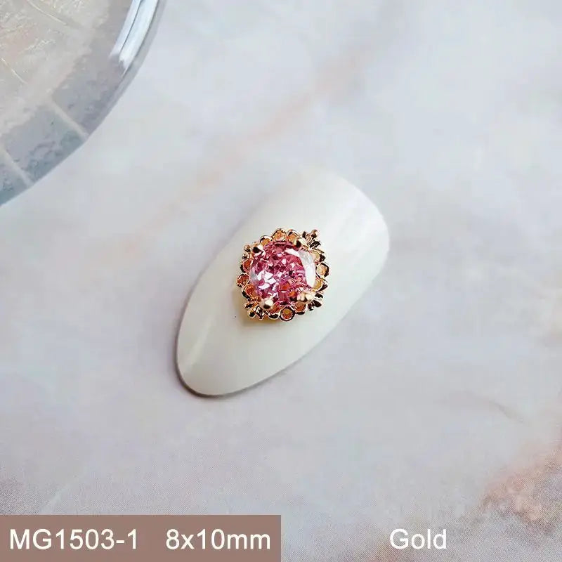 10pcs Pink Black Blue Oval Drop Round Zircon Bright Silver Nails Jewelry Decorations Nail Art Accessories Charms Parts Supplies from PriceLows™