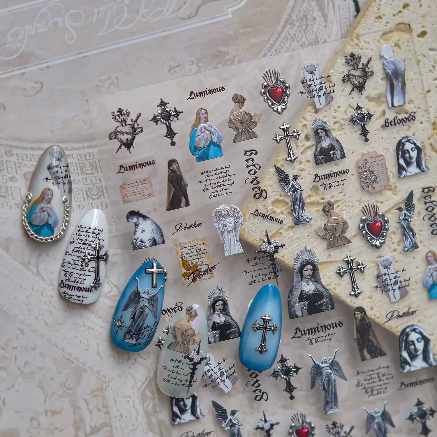 5D Metal Cupid Angel Nail Art Stickers Retro Baroque Cross Y2K Self-adhesive Nail Art Decals Gothic Vintage Style Manicure DIY from PriceLows™