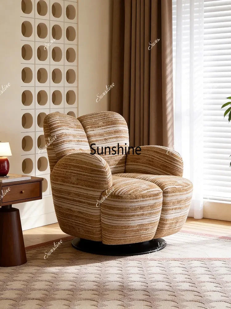 Rotating Chair | Striped Fabric | Wood Frame | Width Under 2000mm