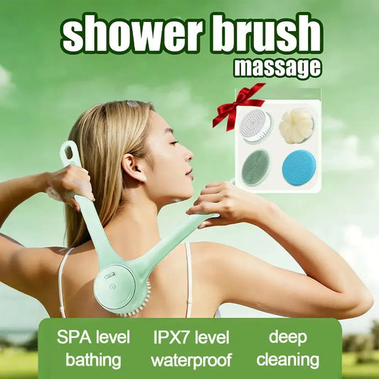 Electric Silicone Bath Brush | 4In1 Back Scrubber | Long Handle