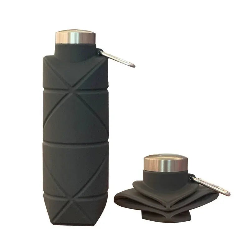 LUSQI 700ml Travel Outdoor Sports Silicone Folding Rhombus Water Bottle Portable Drop-Proof Water Cup Steel Lid Telescopic Cup from PriceLows™