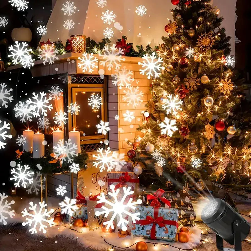 Christmas Snowflake Projector | USB Powered | Rotating Patterns | Black Plastic