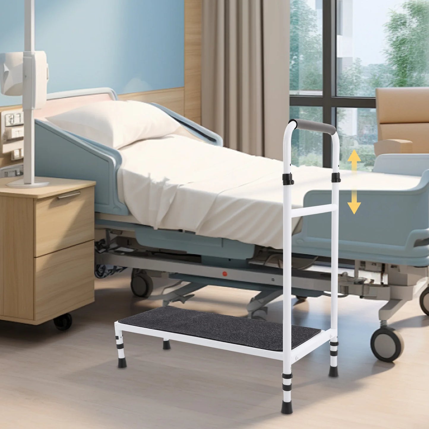 Bedside Step Stool Elderly Bed Step Heavy Duty Bed Step with Stable Assist Rail for the Ederly People with Hip or Leg Injuries or Anyone with Limited Mobility from PriceLows™