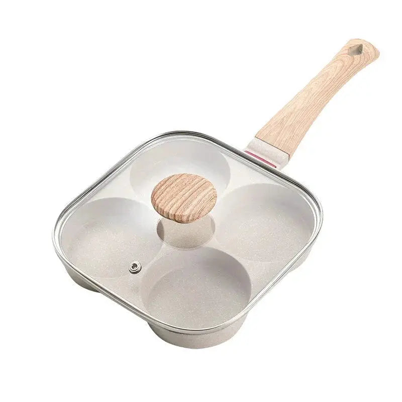 Non-stick Frying Pan | With Lid | Induction Compatible | 4-Hole Omelet Pan