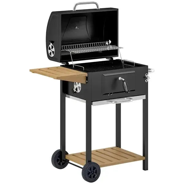 Charcoal BBQ Grill, Outdoor Portable Cooker for Camping or Backyard Picnic, Barbecue Grill with Side from PriceLows™