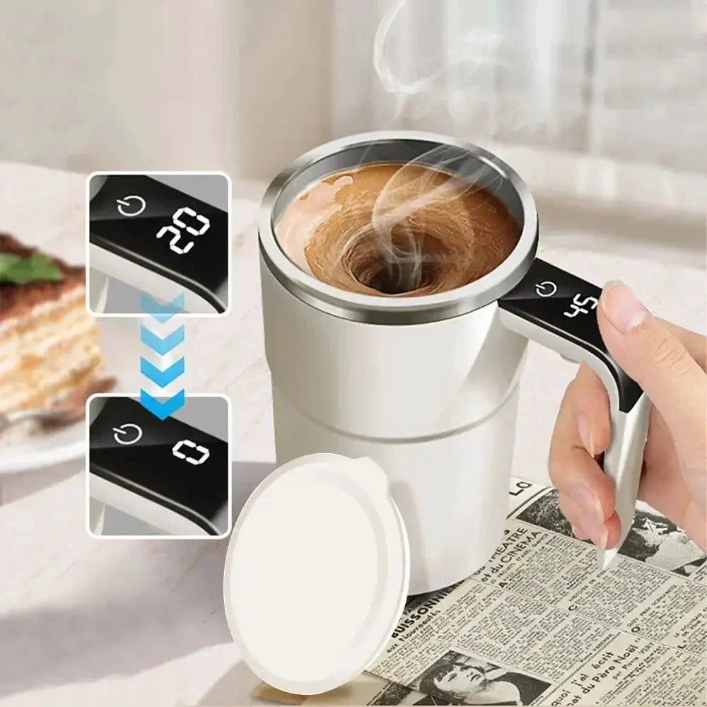 Automatic Self Stirring Magnetic Mug with LCD Screen Coffee Milk Stainless Steel Mixing Cup USB Rechargeable Smart Thermal Cups from PriceLows™