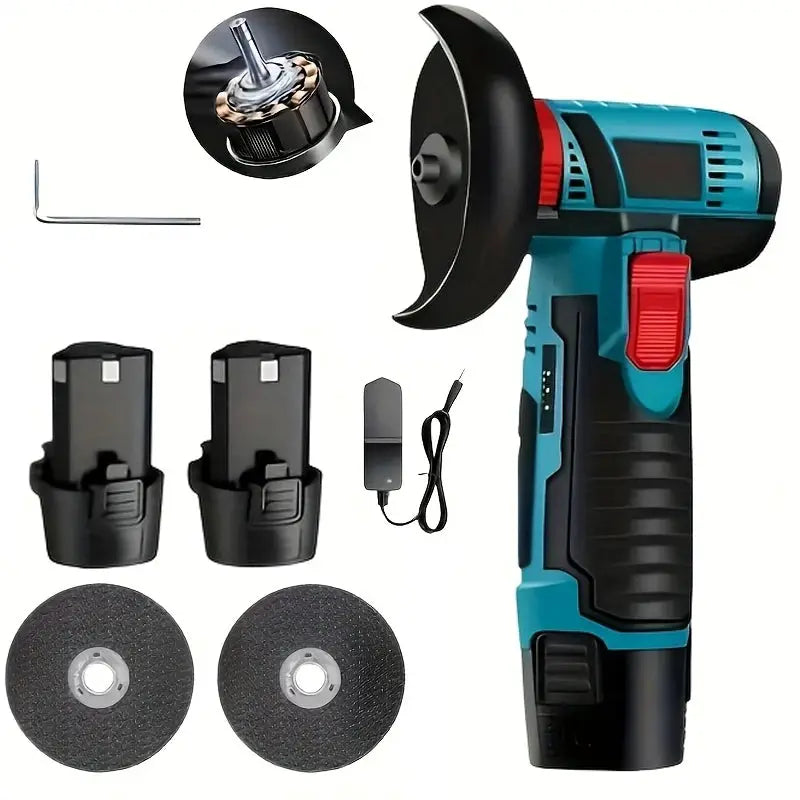 1 Set 12V Angle Grinder, 19500RPM Electric Polisher, Mini Cordless Lithium Battery Power Tool (with 2 Batteries) from PriceLows™