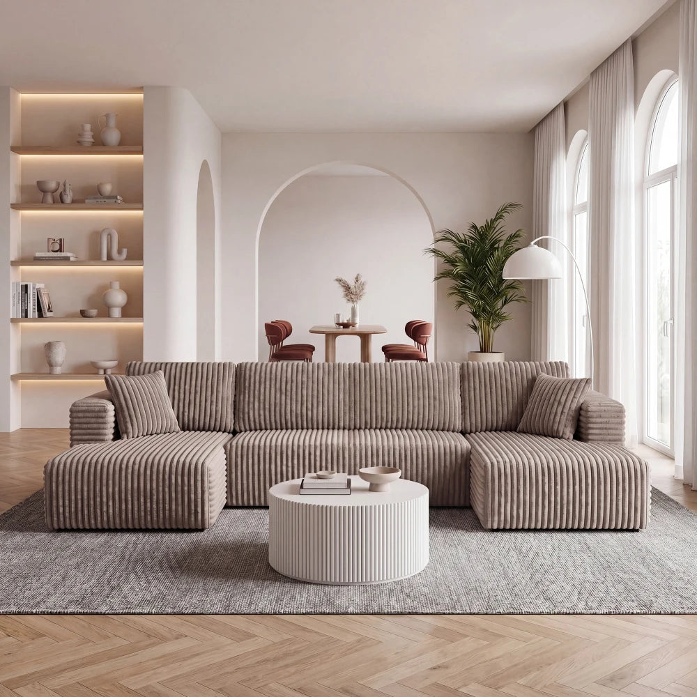 U Shape Modular Sectional Sofa | Corduroy | Sleeper Sofa | Width 2000-2400mm