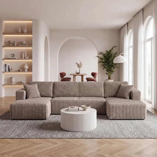 U Shape Modular Sectional Sofa | Corduroy | Sleeper Sofa | Width 2000-2400mm from PriceLows™