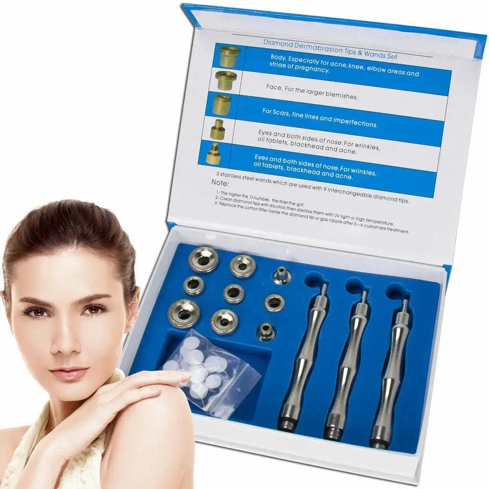 Diamond Microdermabrasion Tips | 9 Pack Wands And Nozzles For Skin Peeling