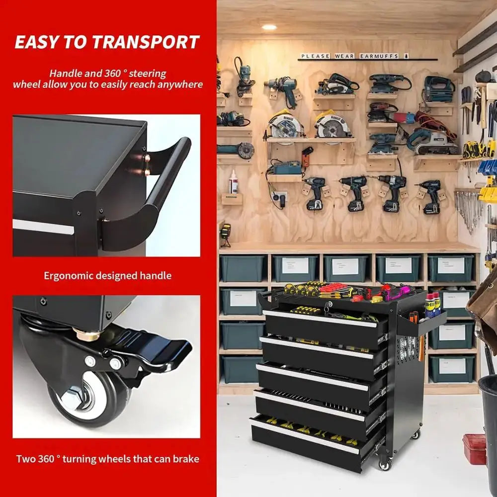 5 Drawers Rolling Tool Chest with Wheels, Lockable Portable Metal Tool Box Workbench for Garage Workshop Warehouse from PriceLows™