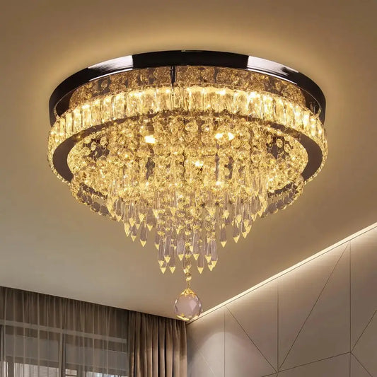 19.7" Modern Crystal Chandelier Ceiling Light LED Chandeliers Flush Mount Ceiling Light Fixture for Bedrooms Living Dining Room from PriceLows™