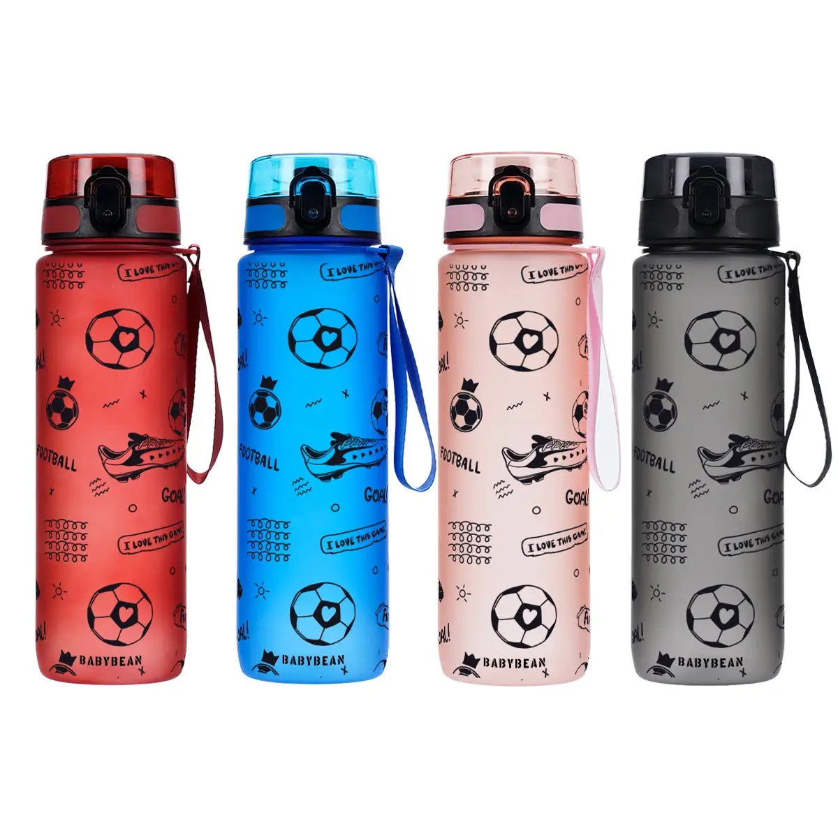 750ml Football Print Sports Water Bottle Flip Top Leakproof Portable Lanyard Water Cup For Kids Student Gym Outdoor Soccer Fans from PriceLows™