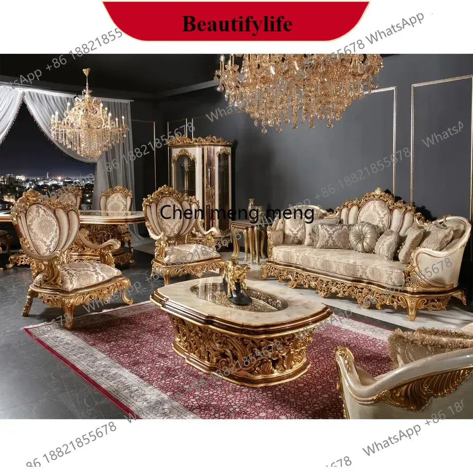Sofa Set | Hand Carved Royal Style | Velvet Fabric | 2000-2400mm U Shaped