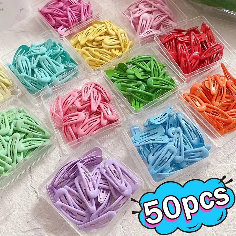 Sweet Waterdrop Snap Hair Clips | Metal Barrettes | Candy Color | 10 Pcs