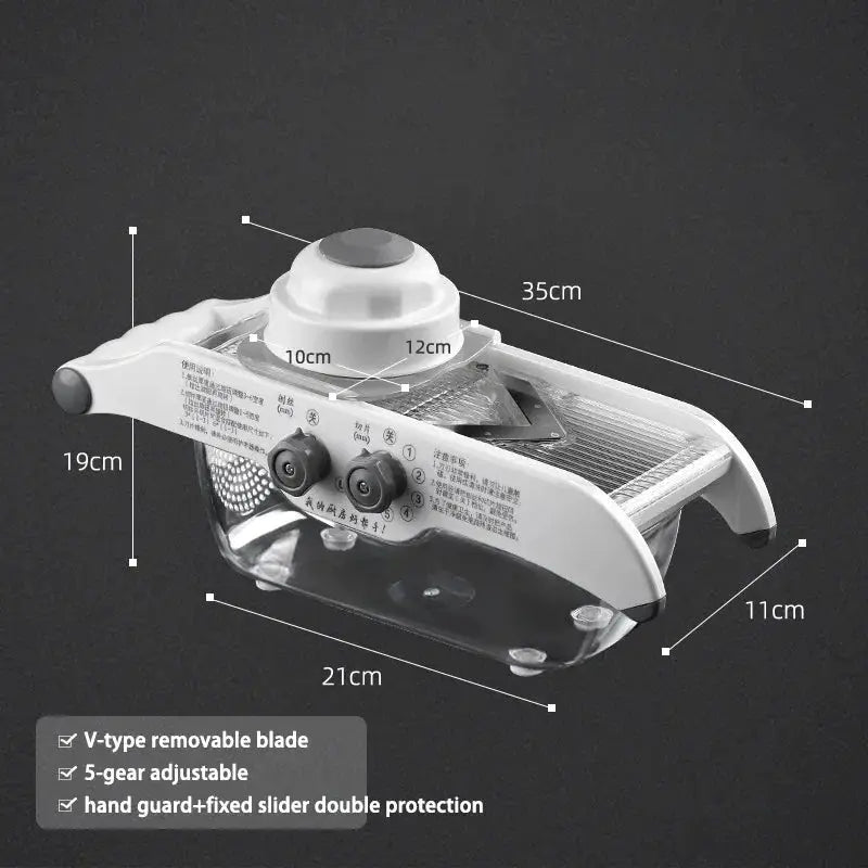 Multifunctional Vegetable Slicer | Stainless Steel Blades | V Cutter | Basket