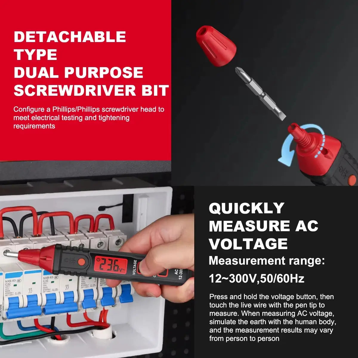 HABOTEST HT91CP/DP Series Digital Voltage Phase Sequence Measuring Pen Voltage Detector Probe Zero Live Wire Voltage Meter from PriceLows™