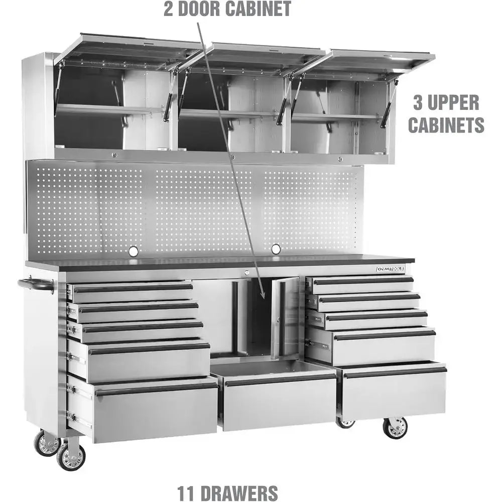 72 11-Drawer Garage Storage System, Rolling Tool Chest with Mobile Workstation, Ideal for Men and Dads from PriceLows™