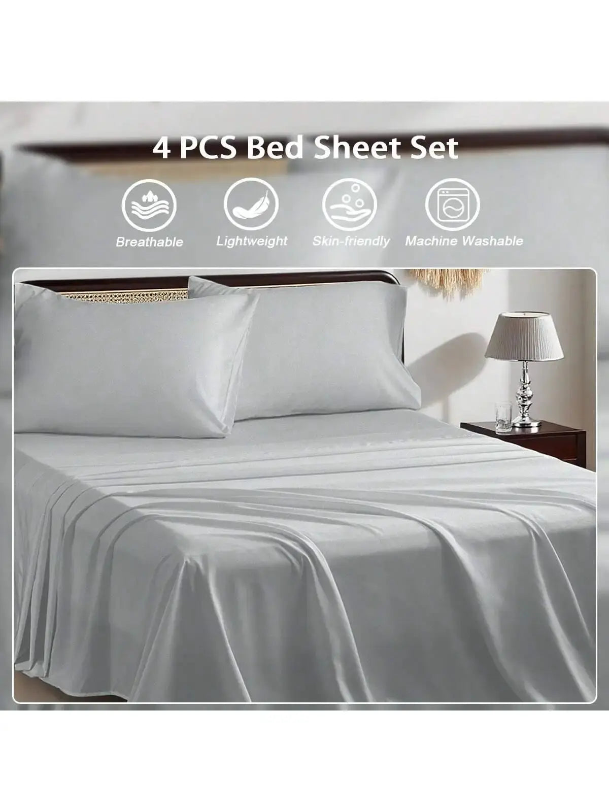 3/4 Piece Bed Sheet Set Soft Breathable Hotel Luxury Summer bedding Twin Flat Fitted Sheet Pillowcase from PriceLows™