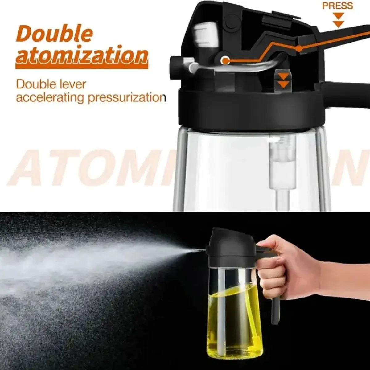 Oil Sprayer and Dispenser | 470ml | Glass Bottle | 2 In 1 Spray And Pour