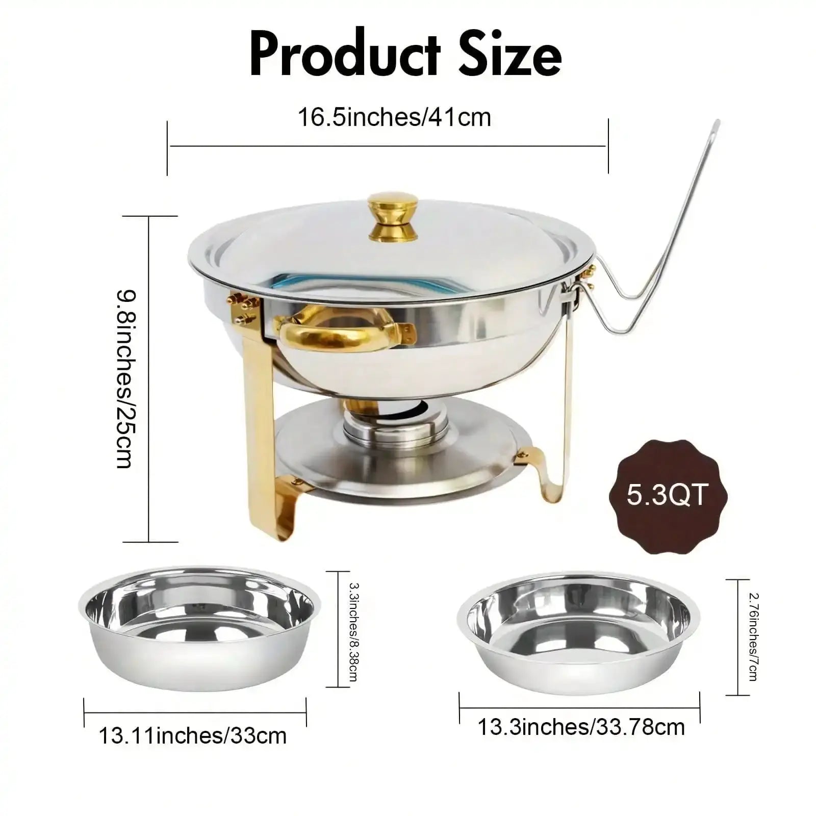 2/4/6 Pack 5QT Round Stainless Steel Baking Tray Set for buffets, family parties, holiday buffet essentials from PriceLows™