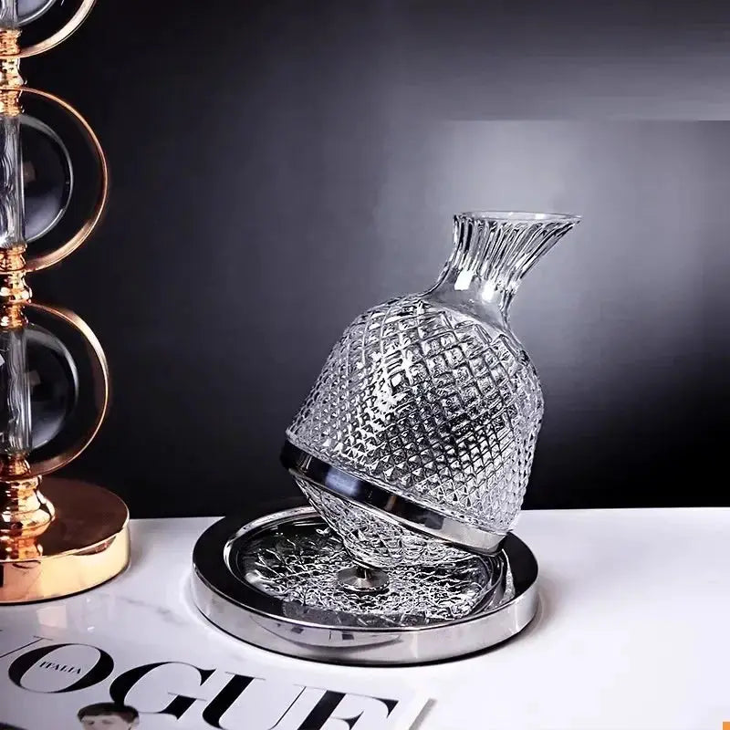 360 Rotating Wine Decanter Tumbler 1500ml Decanter Dispenser Crystal Glass Bottle Wine Aerator Mirror Jug Gift Bar Decoration from PriceLows™
